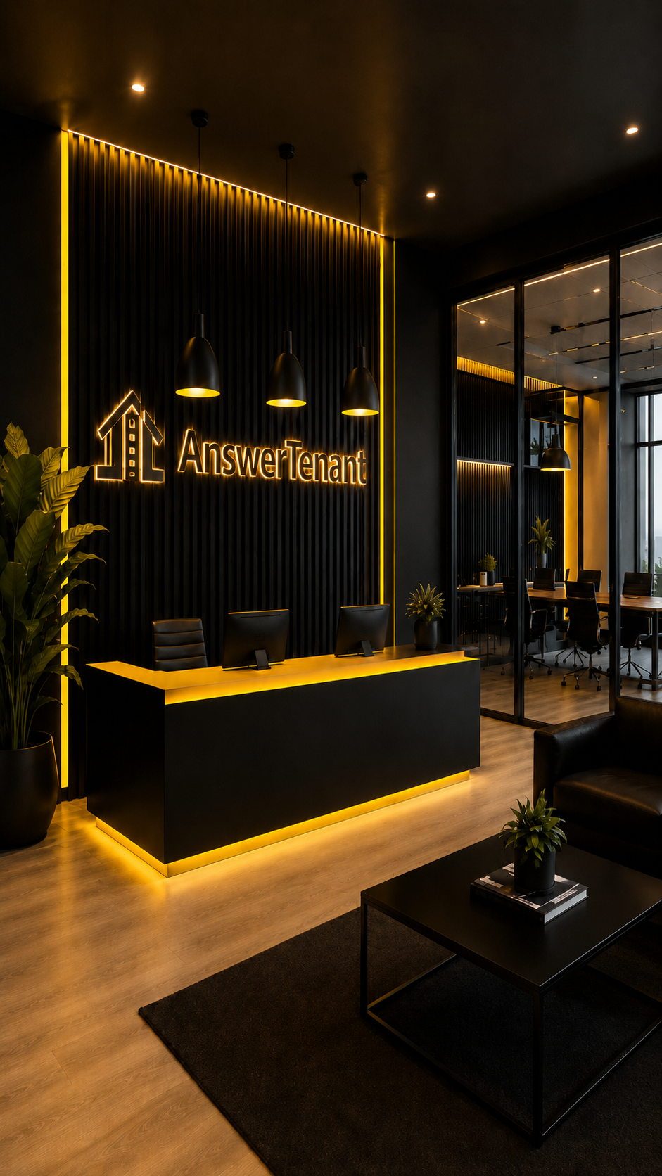Property management professional working in an office